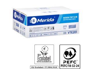 Pojemnik na ręczniki składane MERIDA ONE biały za 1 zł netto przy zakupie 2 kartonów ręczników składanych MERIDA TOP SLIM VTE201 (2 x 3150 = 6 300 listków)